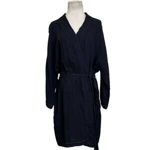 Johnny Was Calme Black 100% Cotton Belted Kimono Robe size M